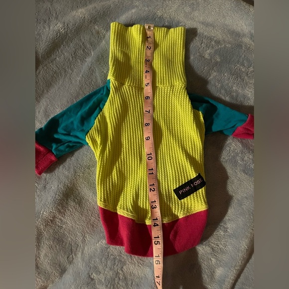 Pink Rose Yellow and Blue Cowl Neck Sweater - Picture 6 of 8